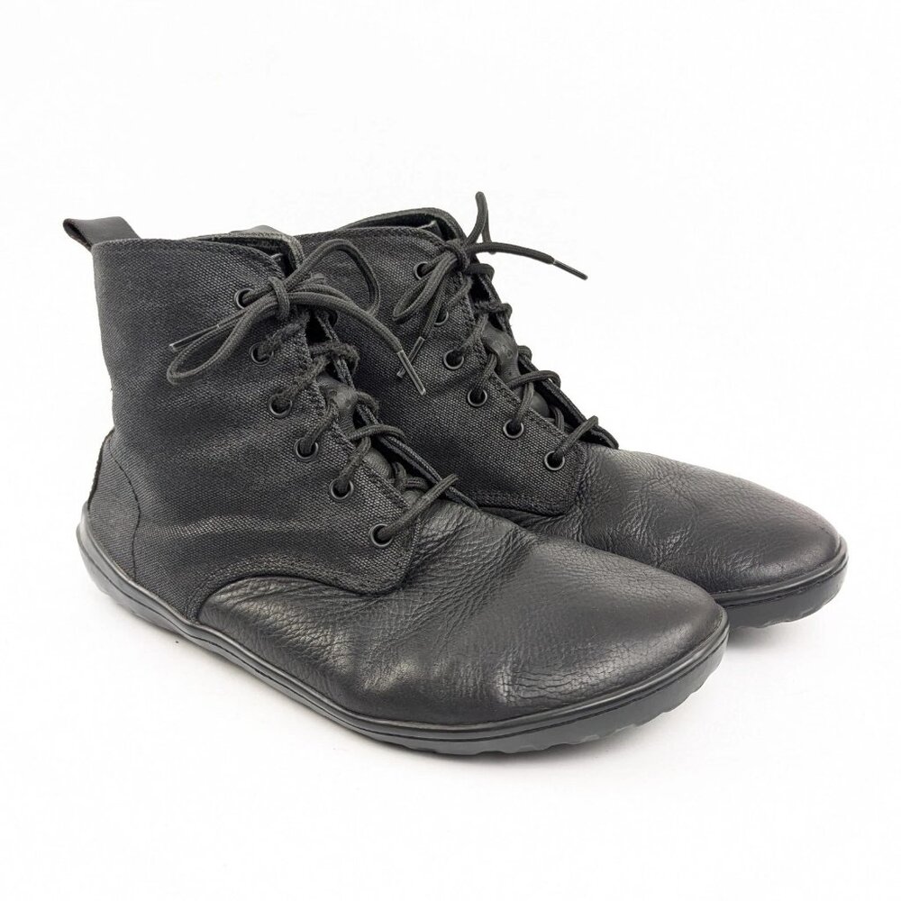 Vivobarefoot Scott Black Leather & Canvas Ankle Boot Mens Size 10 (43)